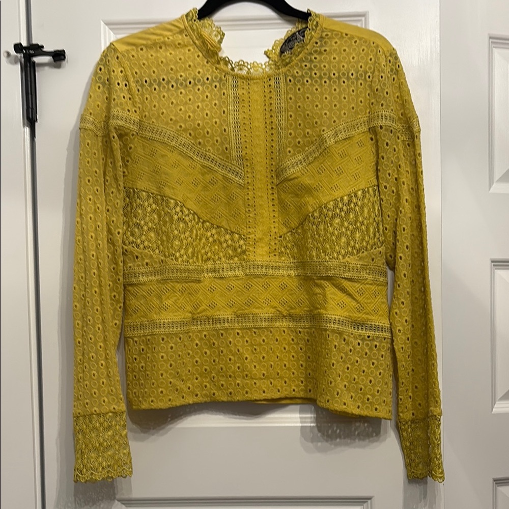 Elegant Yellow Lace Blouse